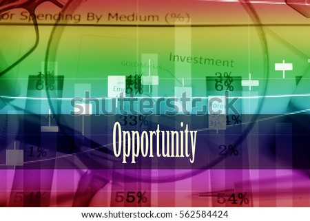 Opportunity - Hand writing word to represent the meaning of financial word as concept. A word Opportunity is a part of Investment&Wealth management in stock photo.