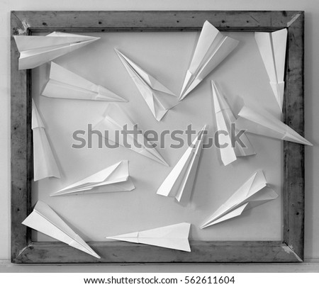 Abstract Paper Planes Art in a Frame