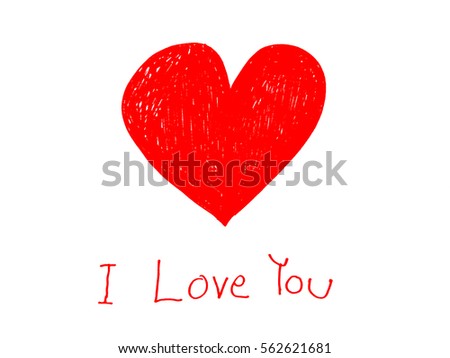 Red heart with I Love You handwritten on paper card concept for valentine day