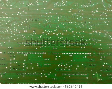 Closeup of a green computer board
