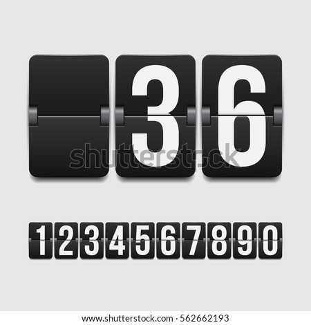 Set of numbers on a mechanical scoreboard. Vector template for your design. Royalty-Free Stock Photo #562662193