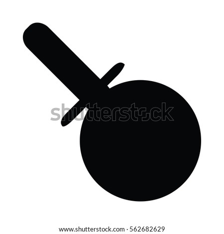 A black and white silhouette of a pizza cutter