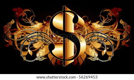 Dollar symbol with floral elements