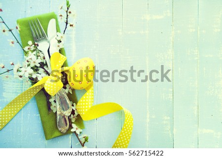 Easter table setting copyspace background
