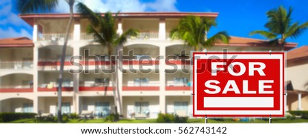 New tropical resort for sale. Sign for sale