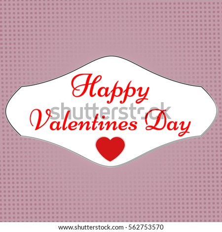 Happy Valentine's Day lettering Greeting Card on red background, vector illustration