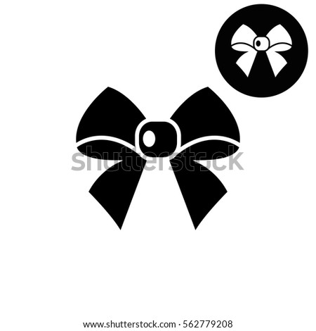 ribbon bow  - white vector icon