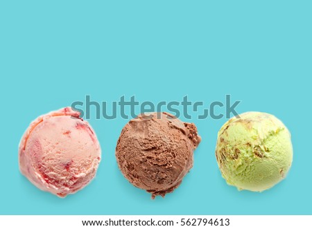 Ice cream balls on a blue background