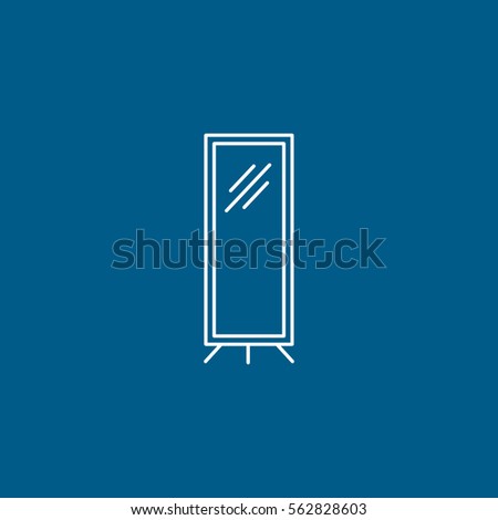 Room Mirror Line Icon On Blue Background