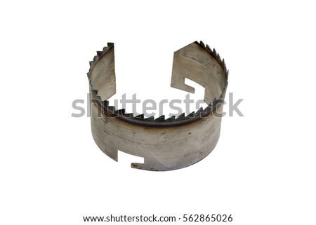 Drill ring isolated on white background. Ring type-setting wood saw