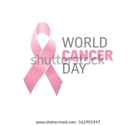 World cancer day, vector design. Typography with pink ribbon. 4 february 