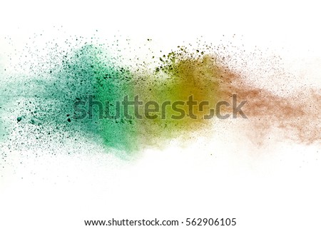 abstract powder splatted background,Freeze motion of color powder exploding/throwing color powder,color glitter texture on white background