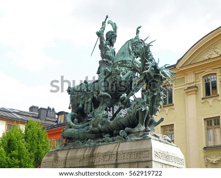 Statue of Saint George and the Dragon in Stockholm, Sweden