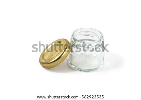 Empty small glass bottles isolated on white background