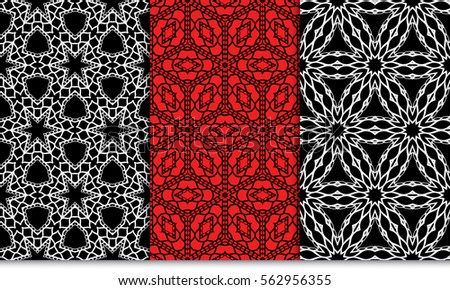 set of modern lace floral seamless pattern. decorative background. vector illustration. for wallpaper, print, fabric, decor, invitation