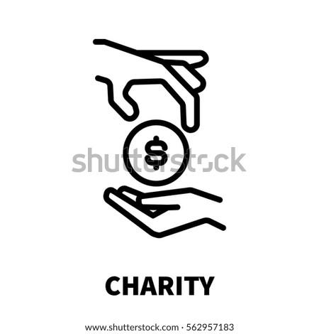 Charity icon or logo in modern line style. High quality black outline pictogram for web site design and mobile apps. Vector illustration on a white background.