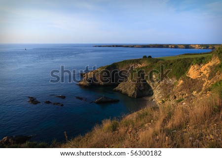 cliffs on the west coast of Asturias, northwestern Spain, in the warm evening light
