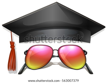 Graduation cap and sunglasses illustration