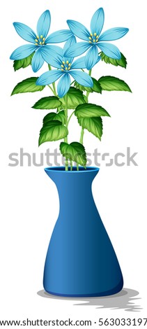Vase with blue lily flowers