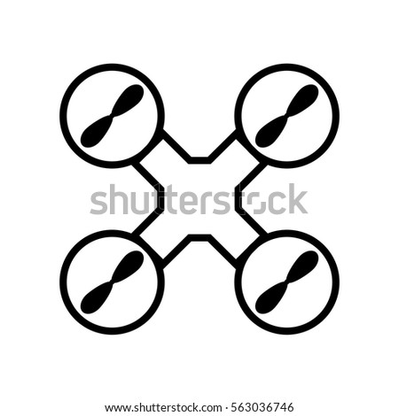 Quadcopter simple icon on white background. Vector illustration.