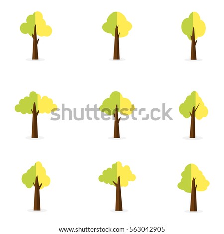 Vector illustration of tree set object collection