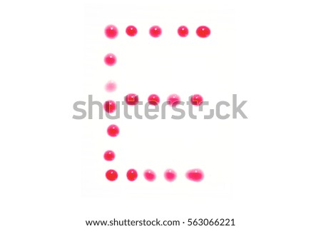 English alphabet bubble font  in pink and red  e