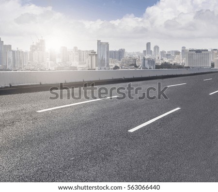 Ground road and Xiamen skyline
