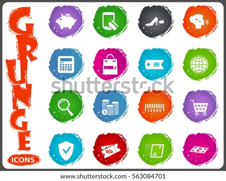 E-commerce icon set for web sites and user interface in grunge style