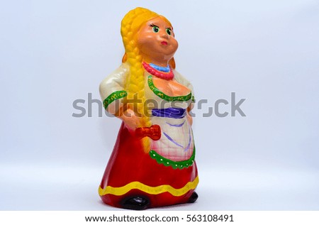 Children's toys and figurines on a white background