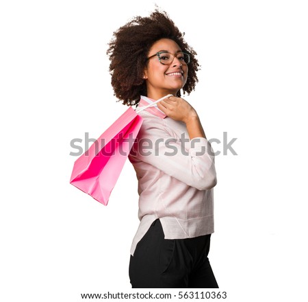 black woman holding shopping bags