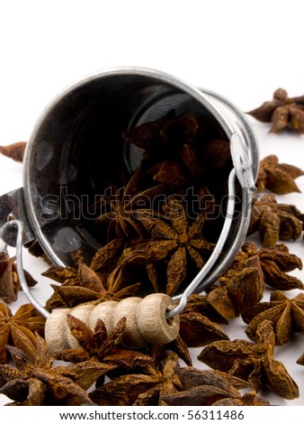 Closeup picture of aromatic anise on white background