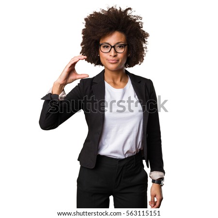 business black woman doing size gesture