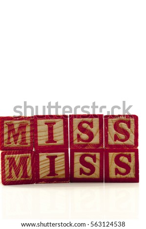 The letter cube form word MISS