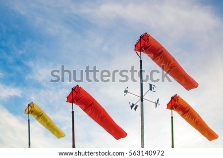 weather forecast. wind sock in the  blue sky