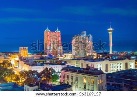 Top view of downtown San Antonio in Texas USA