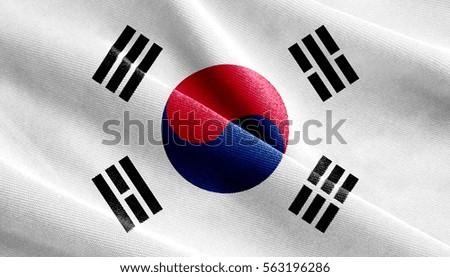 Fabric texture of the flag of South Korea