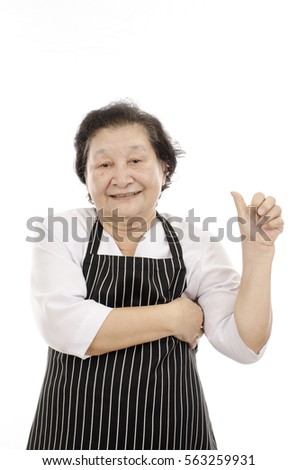 Maid Senior woman over white background
