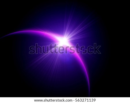 planet in open space with sun rays