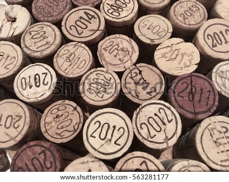 Wine corks from different vintage