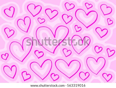 Pink background with abstract hearts pattern