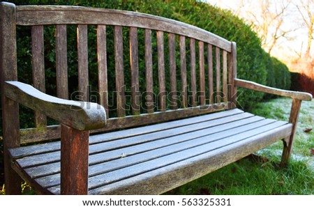 Frosted park bench