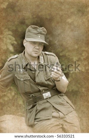 German soldier . WW2 reenacting
