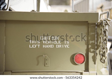 Caution, this vehicle is left hand drive