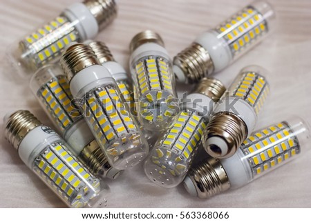 Several LED lighting lamps with E27 socle
