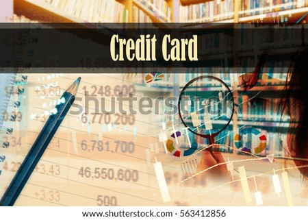 Credit Card - Hand writing word to represent the meaning of financial word as concept. A word Credit Card is a part of Investment&Wealth management in stock photo.