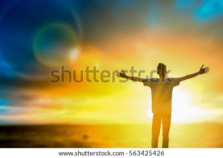 Male worship thought thinking positive cross passion reborn tomorrow ramadan. Christian praise God crucifix on bible day mission prayer travel financial fitness wellbing morning time homestay concept Royalty-Free Stock Photo #563425426