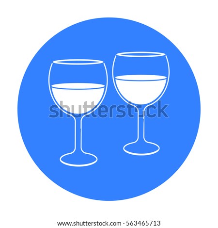 Wine glasses icon in black style isolated on white background. Romantic symbol stock vector illustration.