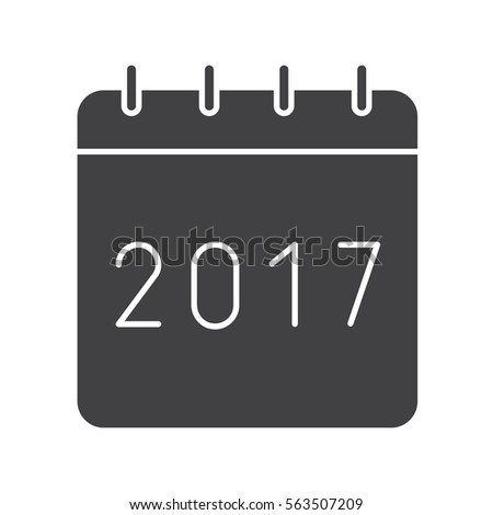 New Year 2017 calendar icon. Silhouette symbol. Negative space. Vector isolated illustration