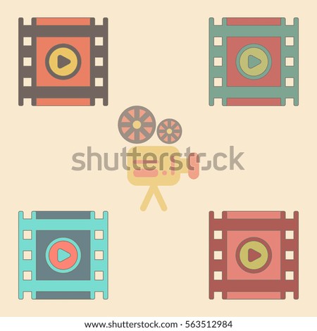 movie frame Vector illustration Collection in flat style film strip with play button