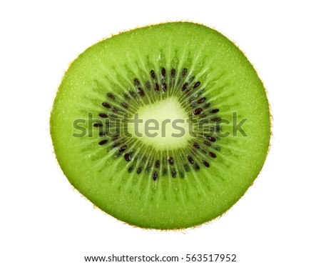 Slice of kiwi isolated on white background, top view Royalty-Free Stock Photo #563517952